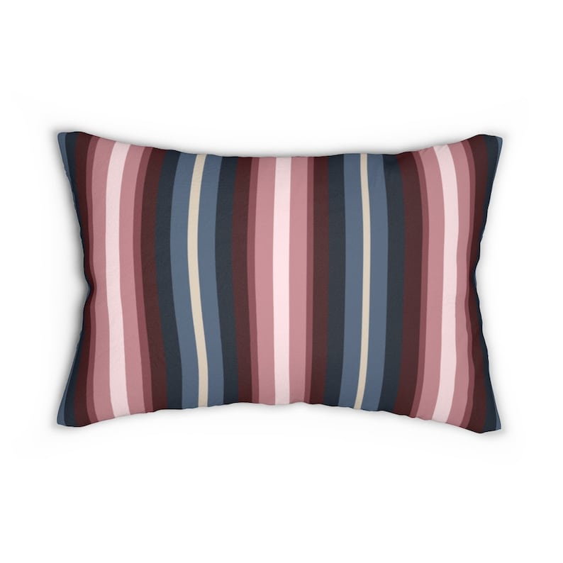 Serape print striped western pattern Lumbar Pillow van camper cottage decor neutral blue mauve beige long body pillow throw decorative