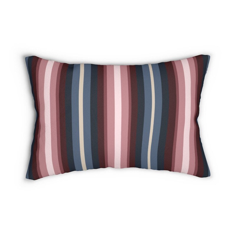 Serape print striped western pattern Lumbar Pillow van camper cottage decor neutral blue mauve beige long body pillow throw decorative