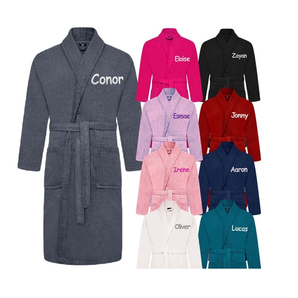 Personalised Embroidered Towelling Robe 550 GSM 100% Egyptian Cotton Bathrobe Bath Robe Gift Unisex