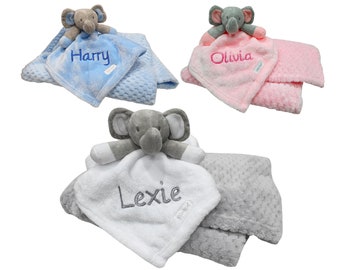 Personalised Baby Gift Sets Embroidered Elephant Comforter & Blanket Personalised Baby Boy/Girl Gift Set Baby Shower