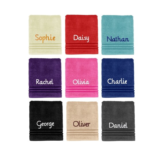 Kids Personalised Bath Towel Any Name Beautifully Embroidered on A Luxury 500gsm Towel. Perfect for Holiday Swimming or Bathing. Etsy