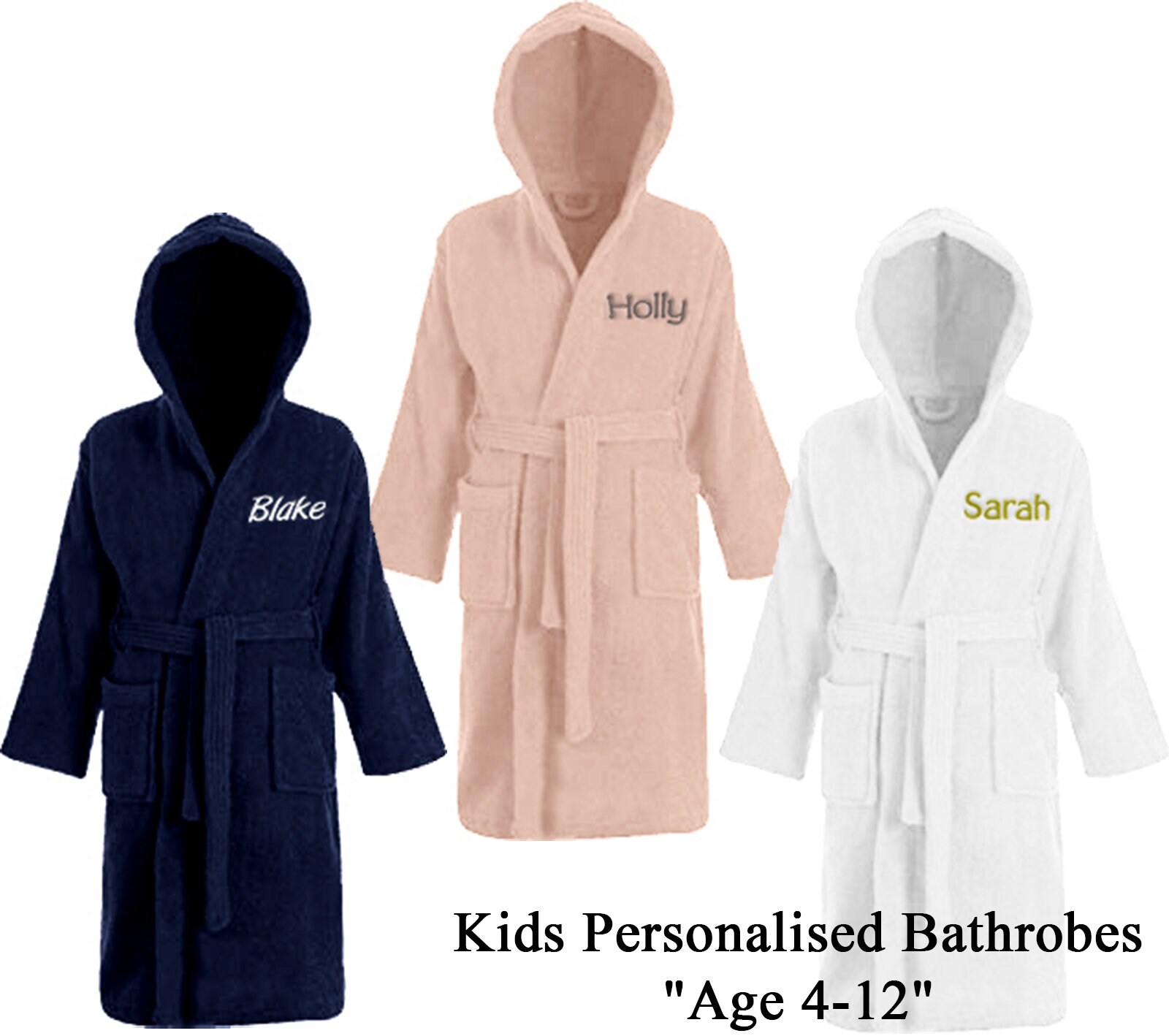 Personalised Boys & Girls 100 Cotton Hooded Bathrobe Toweling Etsy UK