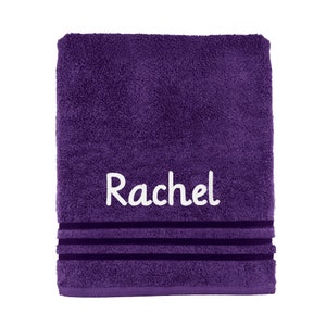 Personalised Embroidered Towels Face, Hand, Bath, Towel Ideal Gift ANY NAME 100% Egyptian Cotton Gift 12 Colour Towels Available Purple