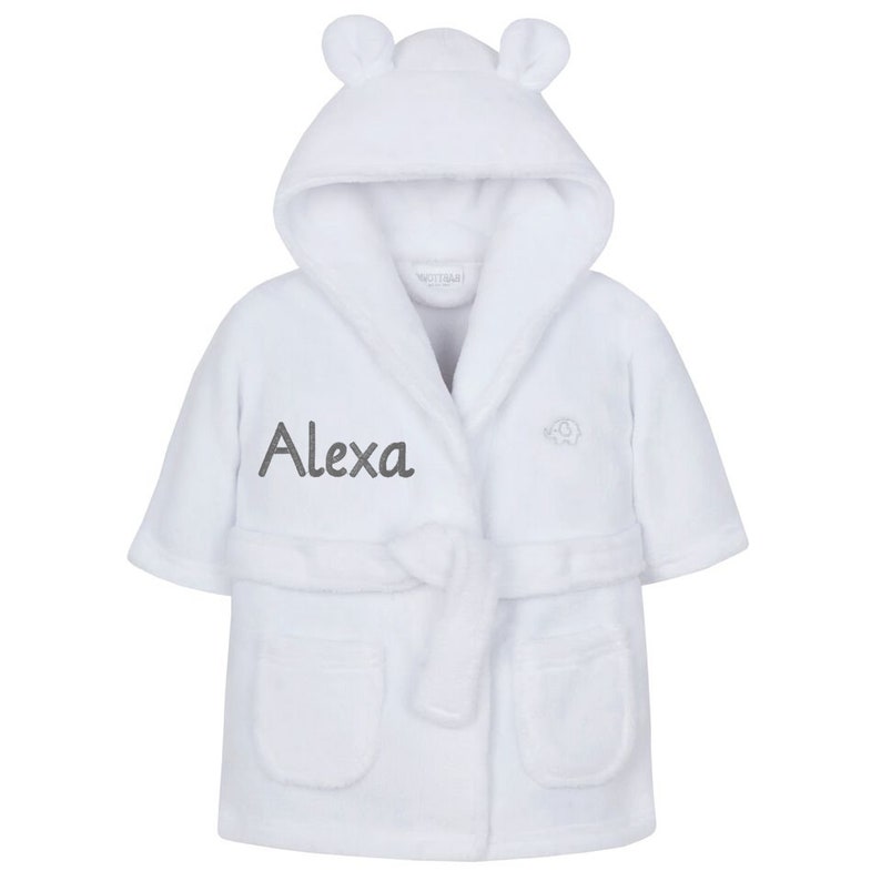 Personalised Embroidered Baby Robe Dressing Gown Towel Hat Etsy UK
