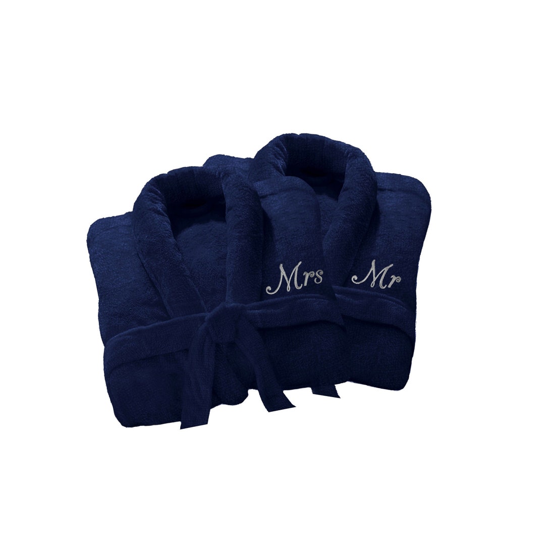 2 X Personalized Luxury Bath Robe Mr & Mrs 100 Cotton Terry Towel