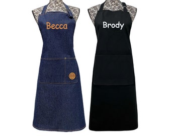 Personalised Aprons for Men and Women Unisex Adult Cooking Apron with Pockets for Kitchen, Restaurant, Coffee house, Baking, BBQ Gift