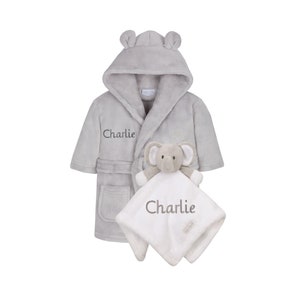 Personalised Baby Robe Dressing Gown Baby Comforter Toddler Gift Boy ...