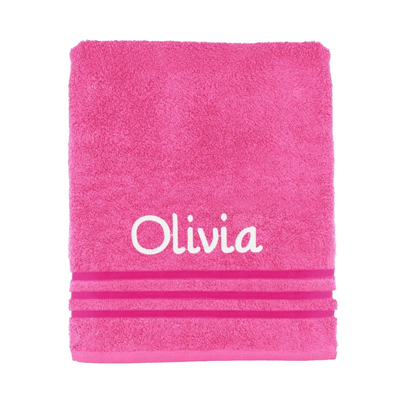 Personalised Embroidered Towels Face, Hand, Bath, Towel Ideal Gift ANY NAME 100% Egyptian Cotton Gift 12 Colour Towels Available Pink