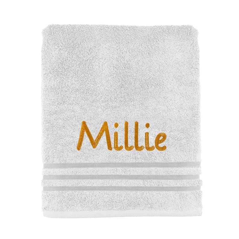 Personalised Embroidered Towels Face, Hand, Bath, Towel Ideal Gift ANY NAME 100% Egyptian Cotton Gift 12 Colour Towels Available White