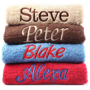 Personalised Embroidered Towels Face, Hand, Bath, Towel Ideal Gift ANY NAME 100% Egyptian Cotton Gift 12 Colour Towels Available Beige