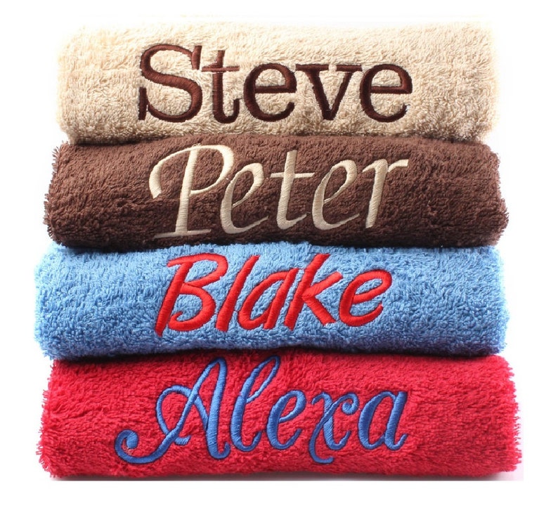 Personalised Embroidered Towels Face, Hand, Bath, Towel Ideal Gift ANY NAME 100% Egyptian Cotton Gift 12 Colour Towels Available 