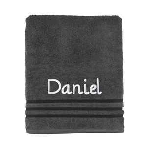 Personalised Embroidered Towels Face, Hand, Bath, Towel Ideal Gift ANY NAME 100% Egyptian Cotton Gift 12 Colour Towels Available Grey