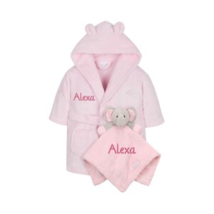 Personalised Baby Robe Dressing Gown Baby Comforter Toddler Gift Boy ...