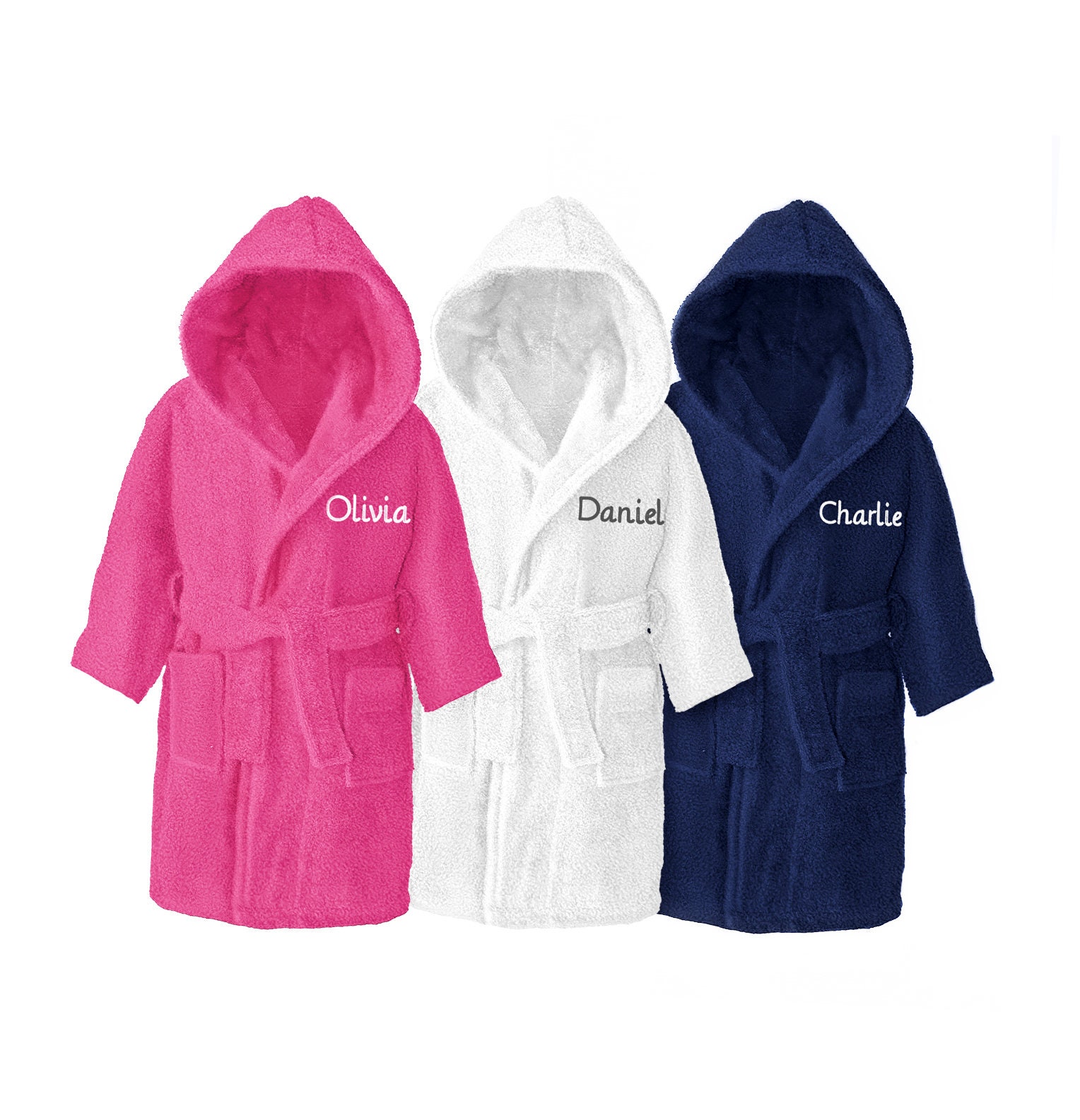 Personalised Unisex Kids Cotton Terry Towelling Dressing Gown Bath Robes Hooded 