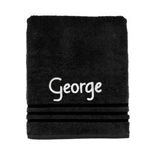 Personalised Embroidered Towels Face, Hand, Bath, Towel Ideal Gift ANY NAME 100% Egyptian Cotton Gift 12 Colour Towels Available Black