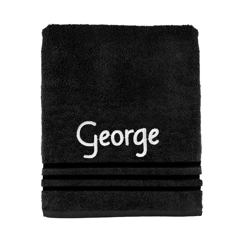 Personalised Embroidered Towels Face, Hand, Bath, Towel Ideal Gift ANY NAME 100% Egyptian Cotton Gift 12 Colour Towels Available Black