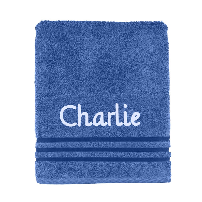 Personalised Embroidered Towels Face, Hand, Bath, Towel Ideal Gift ANY NAME 100% Egyptian Cotton Gift 12 Colour Towels Available Royal Blue