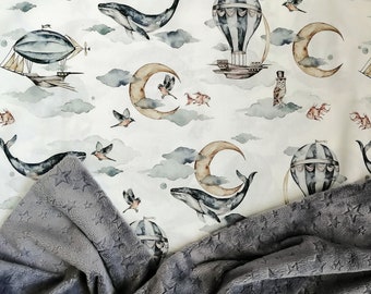 Fantasy Whale Minky Baby Blanket: Neutral Crib Blanket