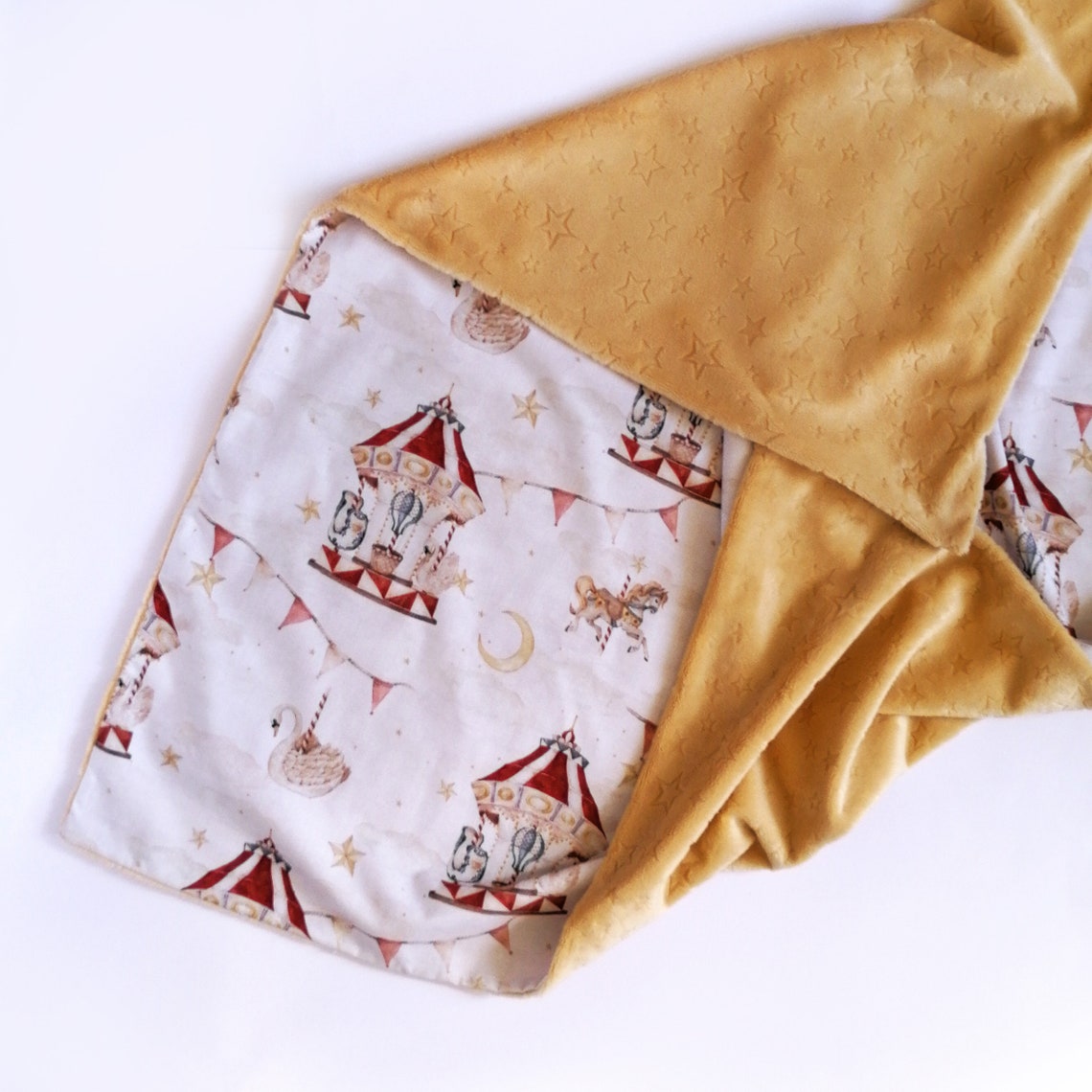 Lovie Blanket Carousel Baby Blanket Vintage Circus Stroller Etsy