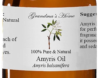 Pure Amyris Oil - 5mL+ Grandma's Home 100% Natural Therapeutic Aromatherapy Grade Essential Oils