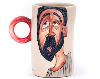 Bearded man mug, 5oz mug, Dad gift from daughter cup, Small coffee mug personalized, Hand painted coffee cup, Round handle mug, Handmade