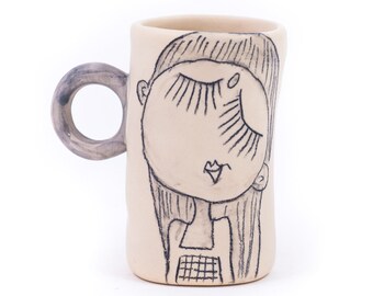 5oz mug Small coffee mug personalized, Hand painted coffee cups, Round handle mug, Girly gifts for woman, Handmade pottery mug name, Cute