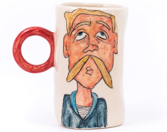 Sailor coffee mug, Hand painted coffee cup, 5oz mug, Dad gift from daughter cup, Small coffee mug personalized, Round handle mug, Handmade