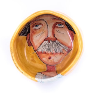 Fun pottery bowl, customizable & personalized gift/ cute housewarming present. One of a kind hand painted ceramic bowl!