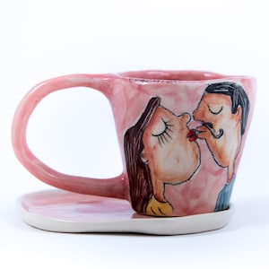 Customizable espresso cup with matching saucer. Ceramic cups are ideal gift on anniversaries, perfect personalized gift!