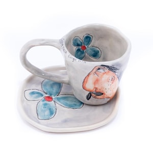 Personalized espresso cups with saucer, ideal gift for men! 100% handmade pottery espresso cups