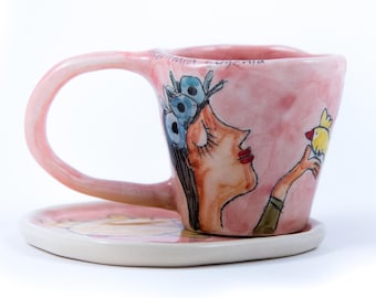Bonita taza de café espresso de cerámica. Personalizable, 100 % hecha a mano y pintada a mano. ¡Idea de regalo única y adorable para mujeres en todas las ocasiones!