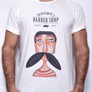 Sailor shirt, Man with mustache, Painting on clothes, Artsy shirt, Artsy gift for him, Cute shirt for men, Boyfriend birthday gift Husband