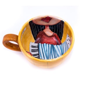 40 oz mug, Hand painted mug pottery, Handmade pottery bowl with handle, Personalized coffee mug for women, Soup mug with handle, xl coffee