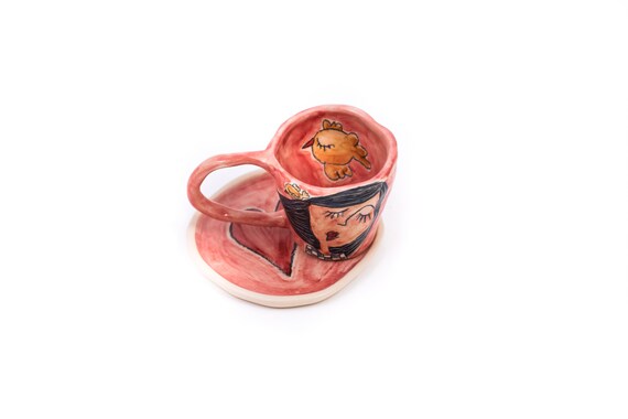 5oz Ceramic Mug with Rim and Hand Painting Handle for Espresso Cup