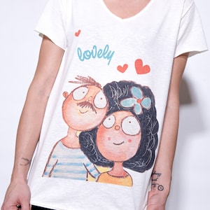 Lovely shirt, Cute shirt for women, Painting on clothes ,Artsy shirt, Cute graphic tees for teens, Birthday gift for sister, Girlfriend