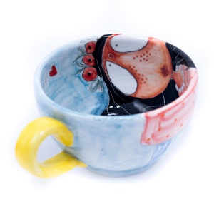 40 oz cup, Hand painted mug pottery, Handmade pottery bowl with handle, Personalized coffee mug for women, Soup mug with handle, xl coffee