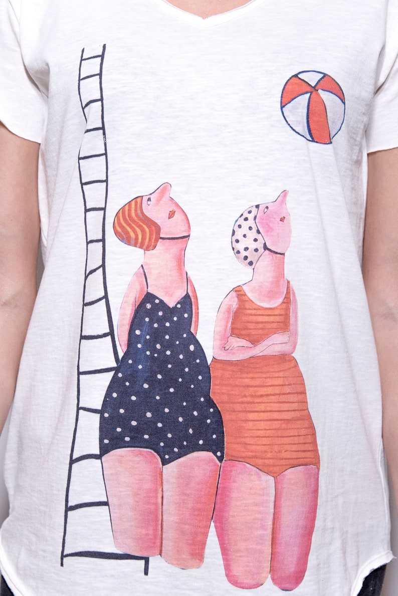 Cute summer shirt for women, Painting on clothes ,Artsy shirt, Cute graphic tees for teens, Birthday gift for sister, Girlfriend anniversary image 4