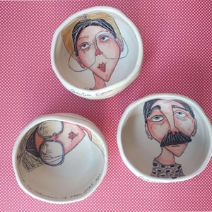 Unique ceramic bowls (3 designs). Handmade & hand painted bowls, perfect customizable gift for anyone who loves art and cute home decor