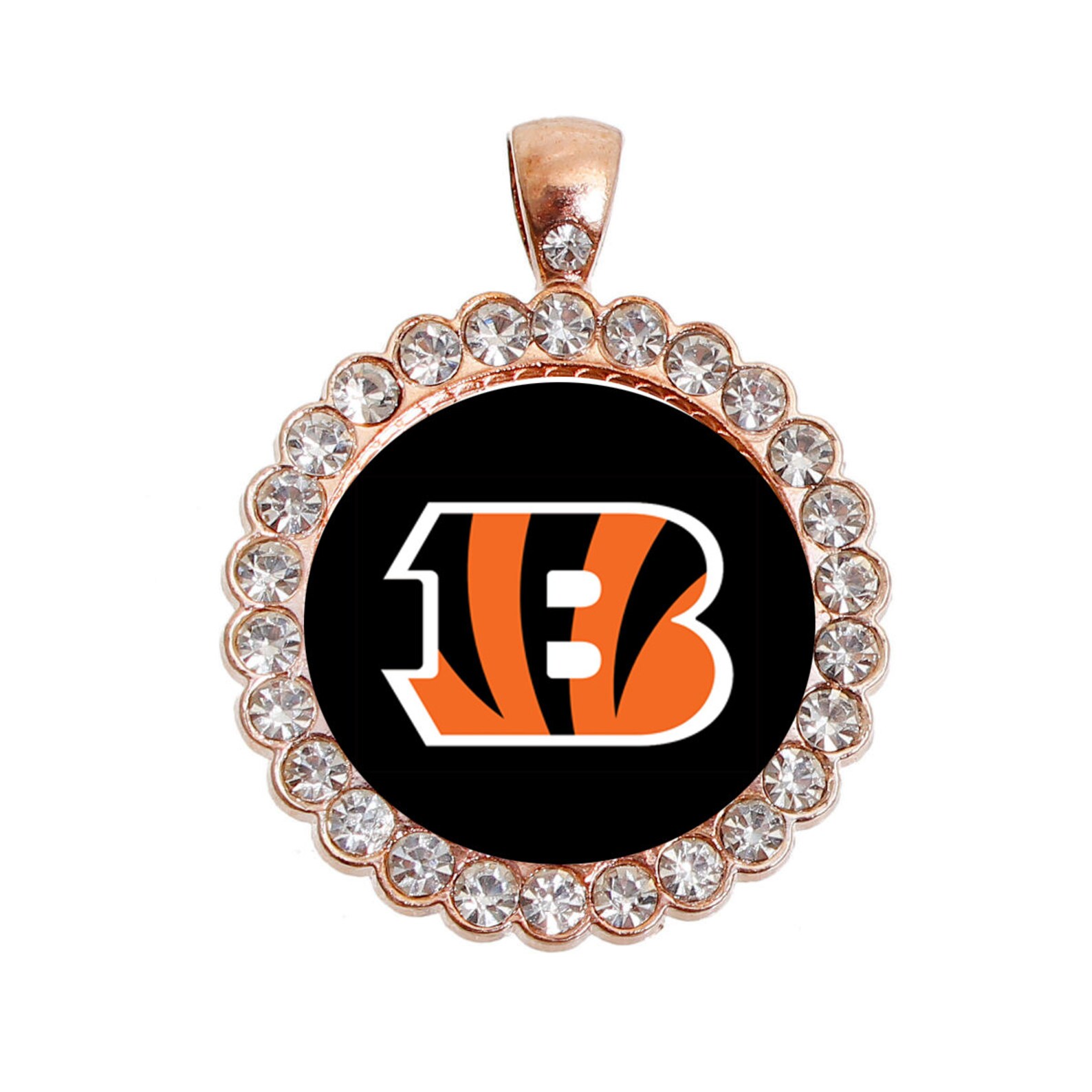 Gold Toned Cincinnati Bengals Rhinestone Pendant necklace Etsy
