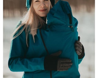 Veste softshell de portage GRIS Porté sur l'avant et l'arrière. Jumeaux. Veste de grossesse grossesse.