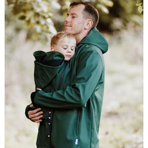 Men&#39;s Babywearing Jacket GREYSE softshell. Front/back carry.