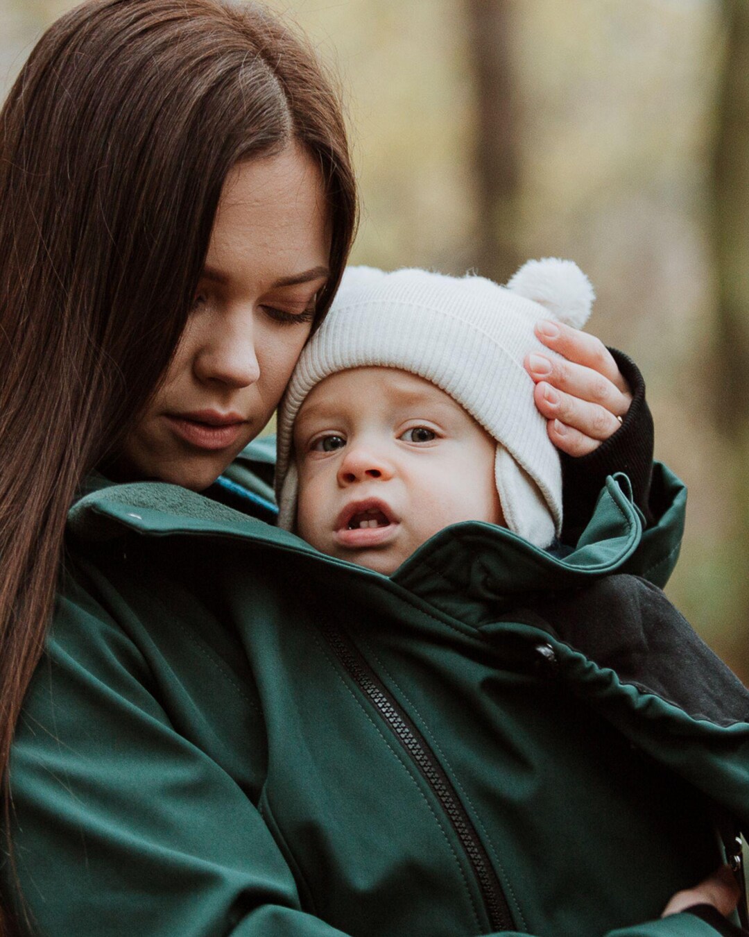 Chaqueta de maternidad para porteo de bebé, softshell, color gris