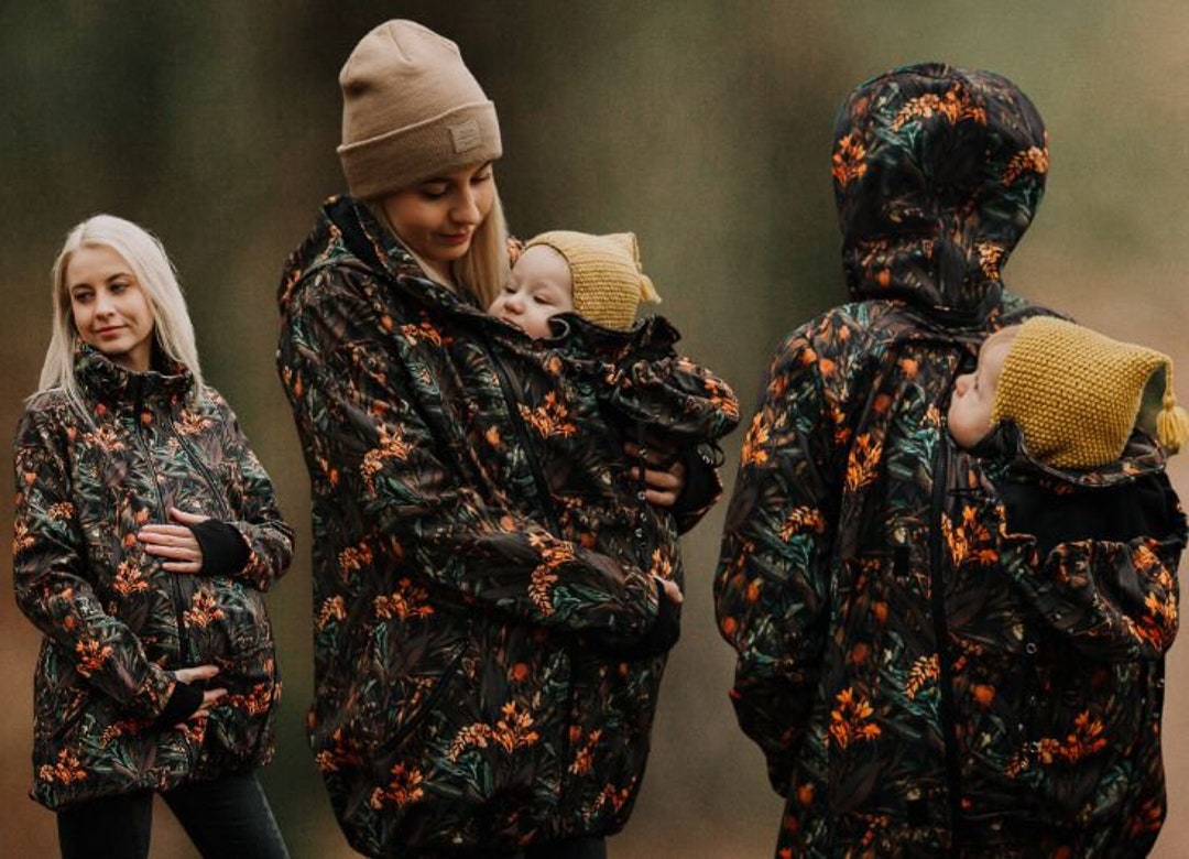 Maternity Jacket GREYSE Softshell. Babywearing Jacket. Front/back Carry