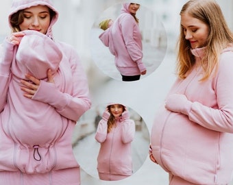 Sweatshirt 4in1 GREYSE Babywearing Maternity hoodie Front/back carry Kangaroo hoodie