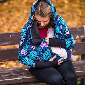 Breastfeeding Sweatshirt GREYSE Maternity hoodie. 5n1 Front/back carry.