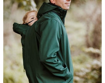 Dad's Babywearing Jacket GREYSE softshell. Front/back carry.