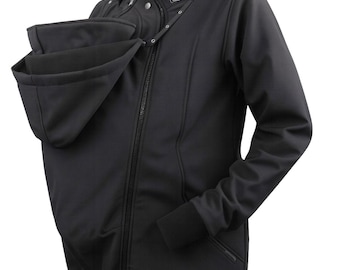 Chaqueta de maternidad para porteo de bebé, softshell, color gris. Para llevar delante y detrás. Chaqueta para embarazo.