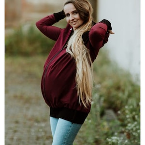 Pregnancy Sweatshirt GREYSE 5in1 Maternity hoodie. Front/back carry. Breastfeeding