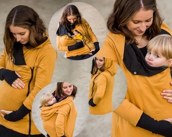 Babywearing Sweatshirt 5in1 GREYSE Maternity hoodie . Front/back carry. Breastfeeding