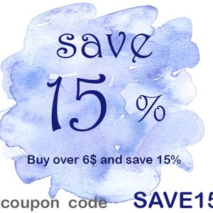 PROMOÇÃO DE DESCONTO para clipart aquarela e papel digital - Economize 15% - Código de desconto: SAVE15